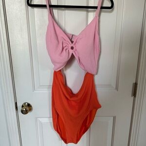 Pink and Orange One Piece Swimsuit